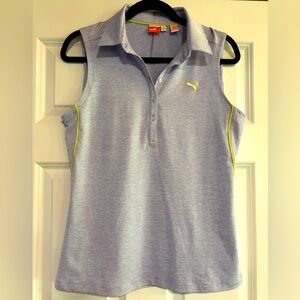 Puma Striped Golf Sleeveless Polo, size Medium